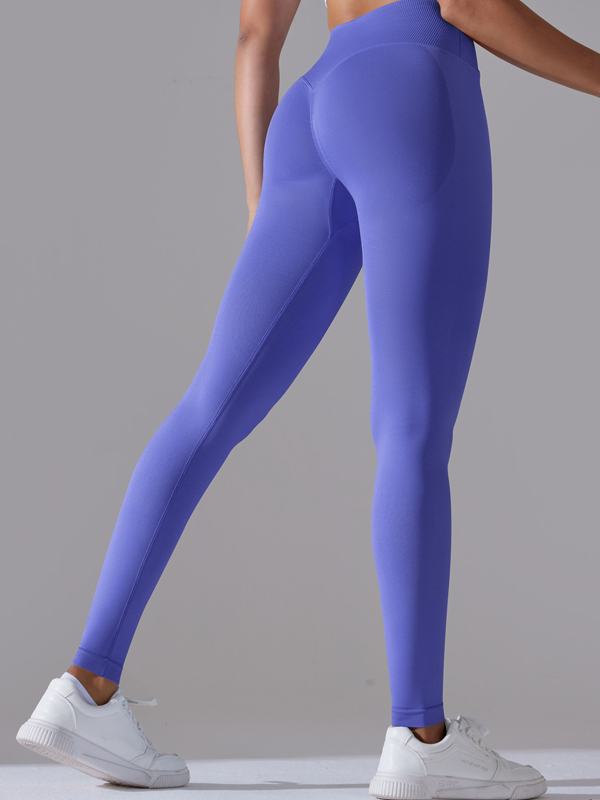Flexvibe High Waisted Crisscross Waist Yoga Leggings - Seamless Knit Butt Lifting Solid Color