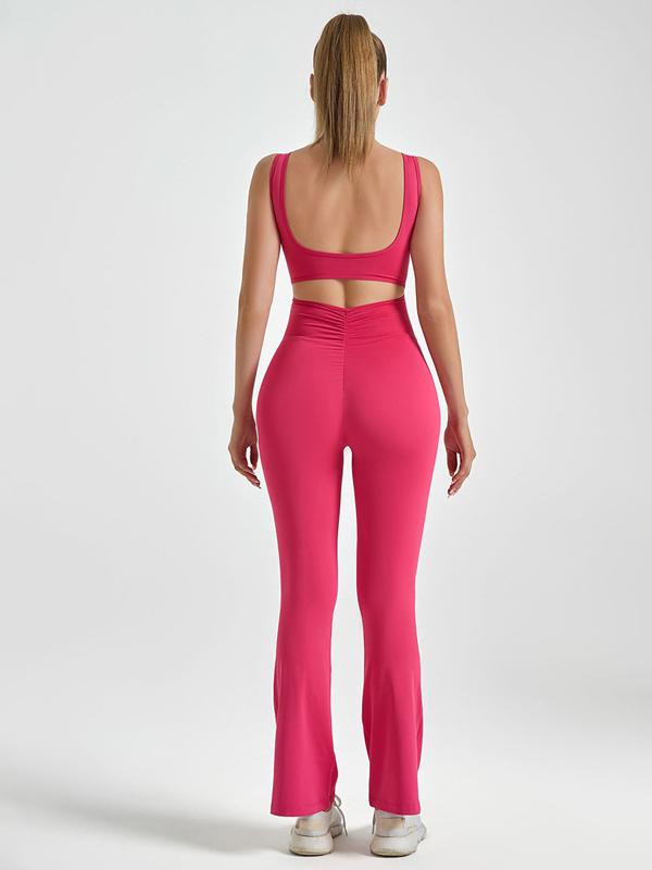 Flexvibe Slimming Open-Back Bodysuit - Stretchy Breathable Moisture-Wicking Workout Wear