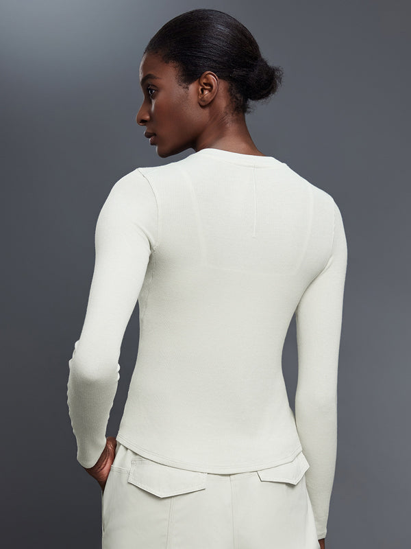 Flexvibe Half Placket Yoga T-Shirt Modal Stretchy Wrinkle-Resist for Gym Daily
