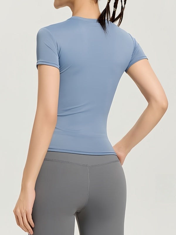 Flexvibe Quick Dry Sports T-Shirt Slim Fit Stretch Figure Flattering Crew Neck