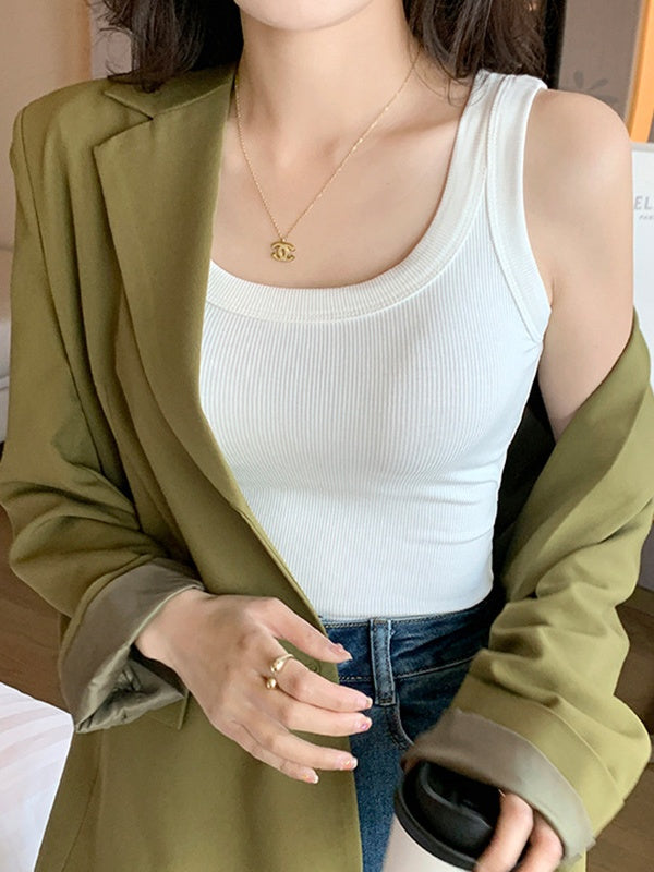 Slim-Fit & Side Boob Coverage Ribbed Camisole for Women - Sleeveless Tank Top, Versatile for Layering & Outer Wear Summer