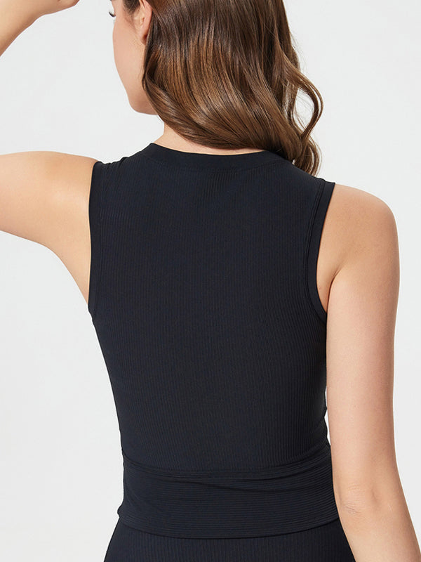 Flexvibe Breathable High Stretch Workout Vest - Fixed Pad Shockproof Built-in Bra