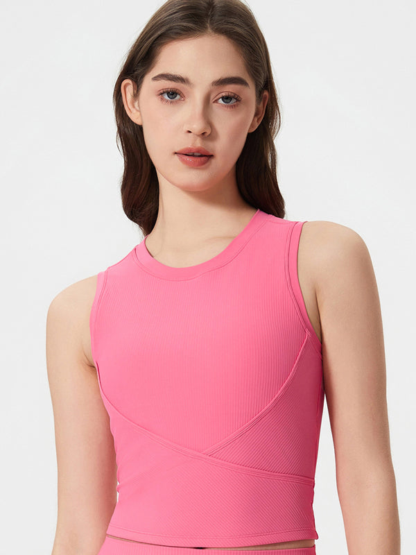 Flexvibe Breathable High Stretch Workout Vest - Fixed Pad Shockproof Built-in Bra