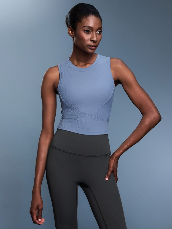 Flexvibe Breathable High Stretch Workout Vest - Fixed Pad Shockproof Built-in Bra