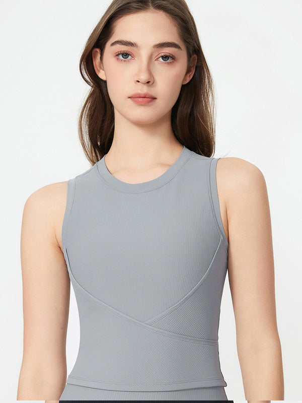 Flexvibe Breathable High Stretch Workout Vest - Fixed Pad Shockproof Built-in Bra