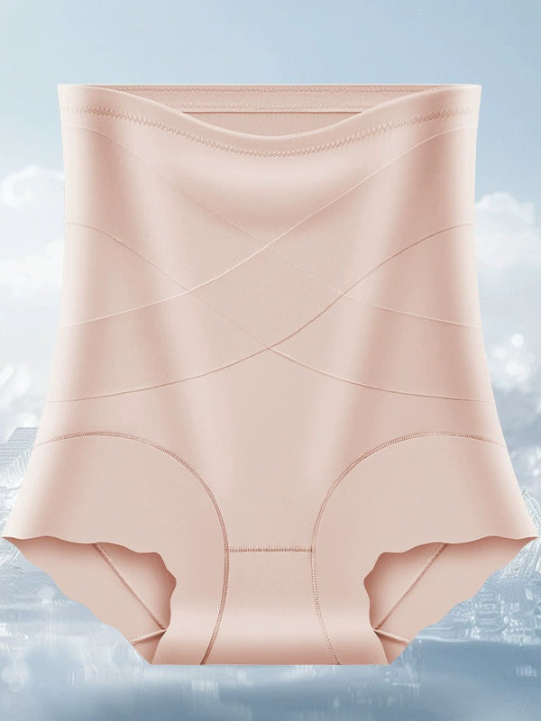 Flexvibe Ultra-Thin Ice Silk Cross High Waisted Underwear for Women Skin-Friendly Tummy Control Butt Lifting Seamless Quick Dry Breathable Briefs