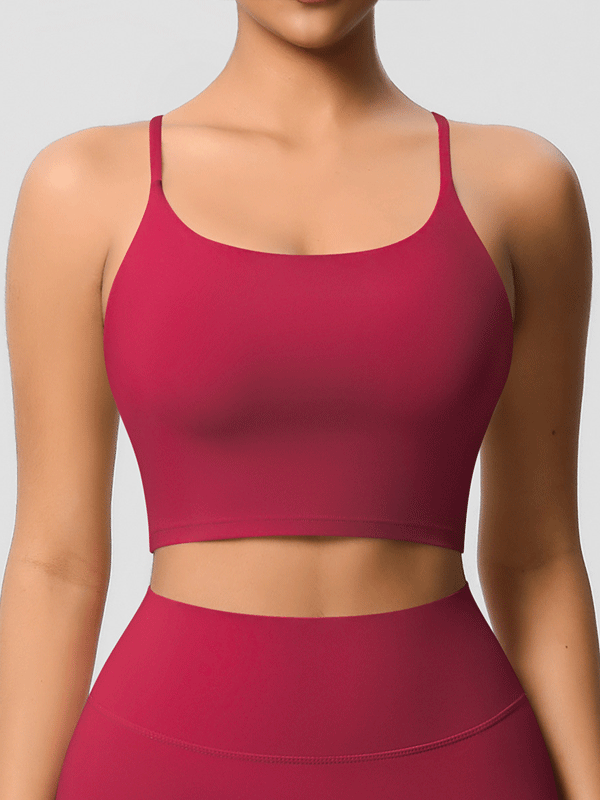 Flexvibe Double-Sided Fleece Thin-Strap Sports Bra - Abdominal Shaping Gym Yoga
