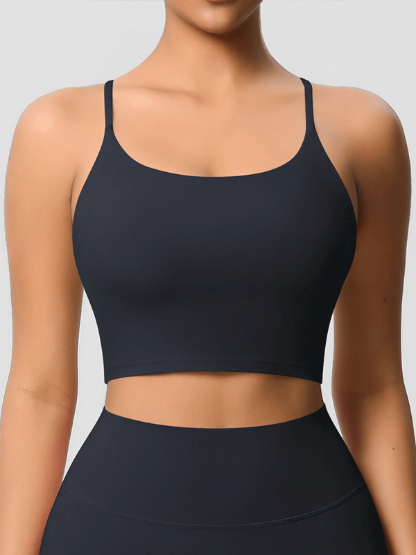 Flexvibe Double-Sided Fleece Thin-Strap Sports Bra - Abdominal Shaping Gym Yoga