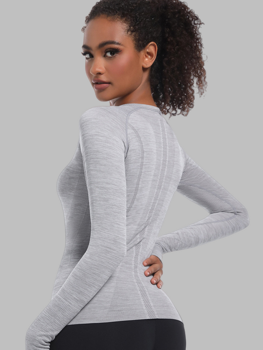 Flexvibe Seamless One-Piece Long Sleeve Sports Top | Quick-Dry, Slim-Fit, Eyelet Breathable, 8 Colors, S–XL