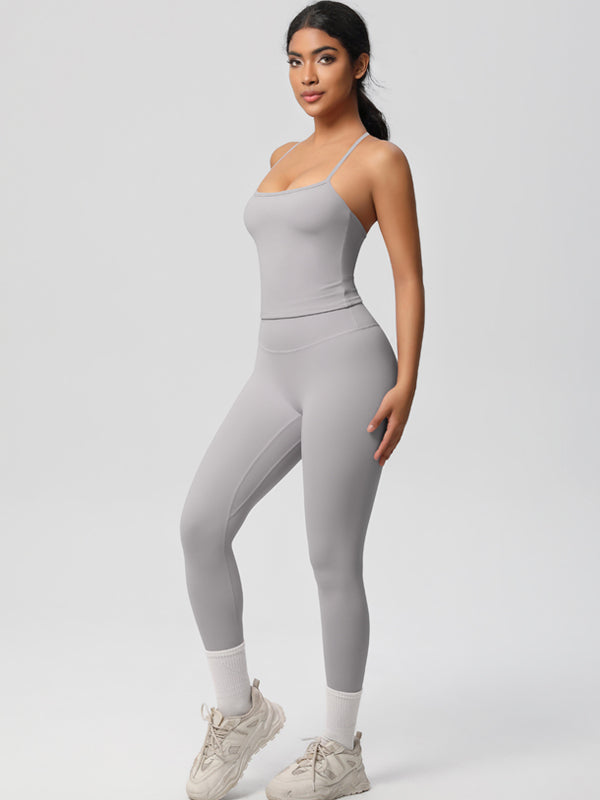 Flexvibe Stretchy High-Waisted Yoga Set - Double-Sided Brushed Versatile Athletic Wear