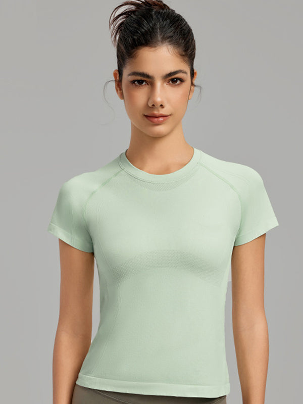 Flexvibe Women’s Gym Slim Fit T-Shirt - Barely-There Seamless Waist Cinching Sweat-Absorbing