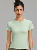 Flexvibe Women’s Gym Slim Fit T-Shirt - Barely-There Seamless Waist Cinching Sweat-Absorbing