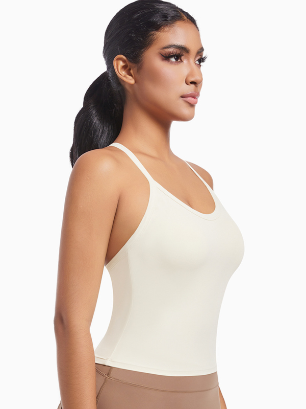Flexvibe High Support Nylon Bra Crisscross Back Fixed Pad for Gym Run Yoga