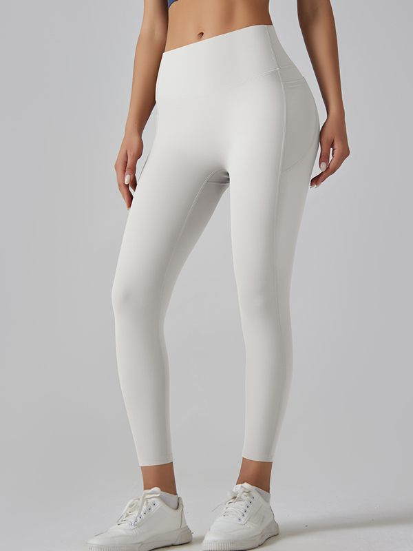 Flexvibe High Waisted Seamless Yoga Leggings - Barely There Side Pockets Butt Lifting Quick Dry
