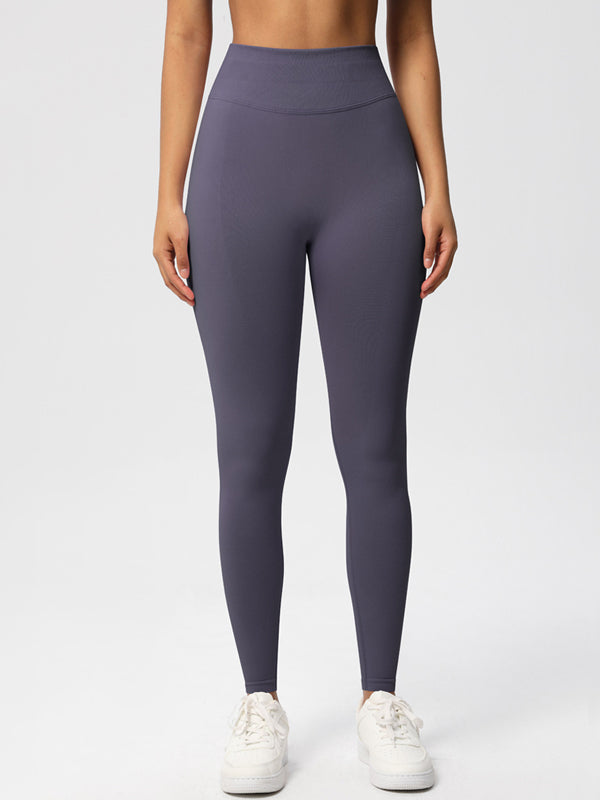 Flexvibe High Waisted Seamless Yoga Leggings - Solid Color Butt Lifting Tummy Control 4-Way Stretch