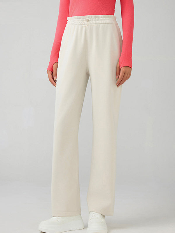Flexvibe High Waisted Wide Leg Sweatpants Autumn Winter Butt Lifting Side Pockets Adjustable Buckle