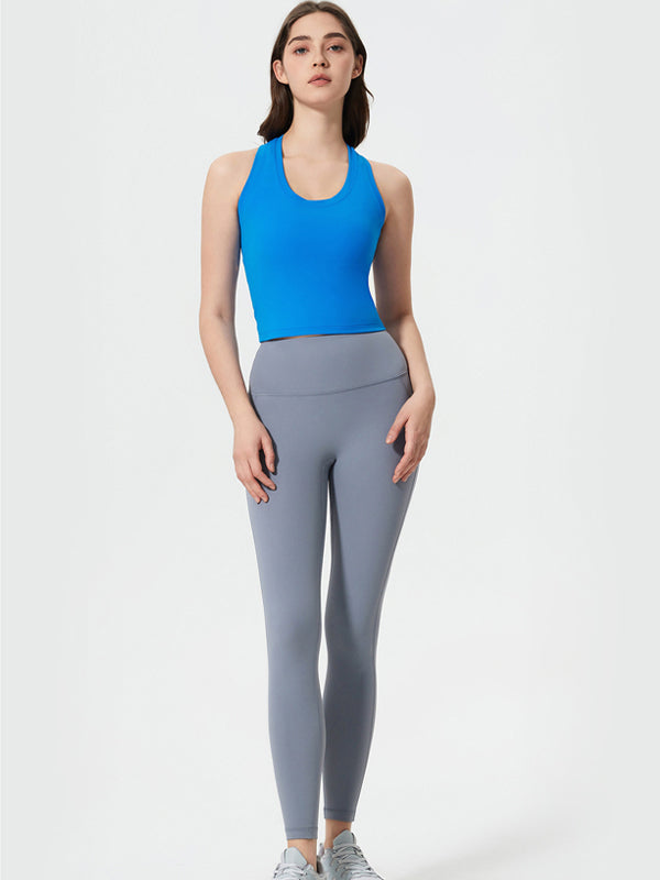 Flexvibe Women’s High Elastic Racerback Tank - Seamless U-neck Yoga Fitness Top with Bra