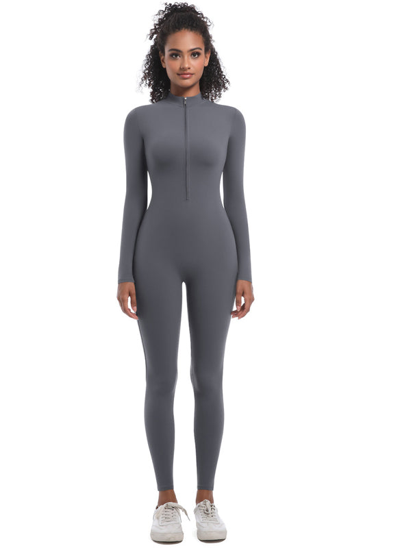 Flexvibe Women’s Yoga Pilates Bodysuit - Half-Zip Slim-Fit Breathable Athletic Wear