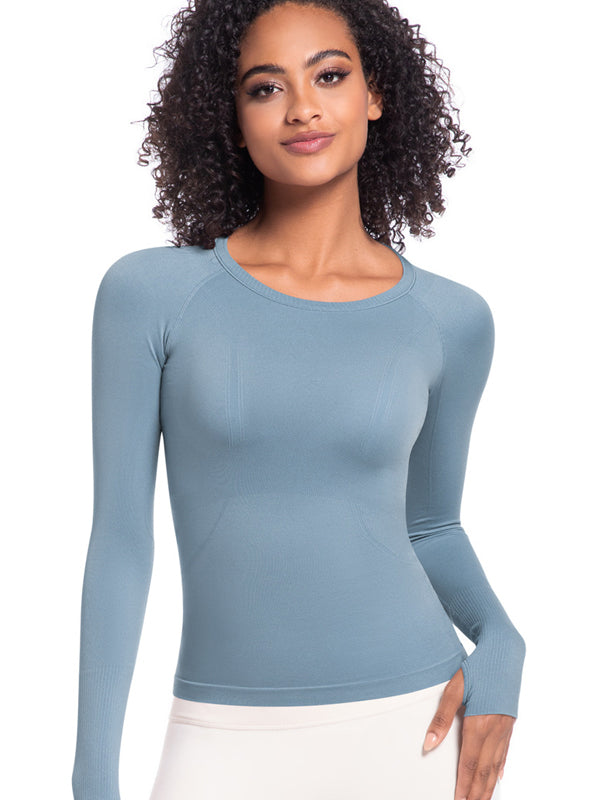 Flexvibe Seamless One-Piece Sports Top - Quick-Drying Slim-Fit Figure-Flattering Long Sleeve