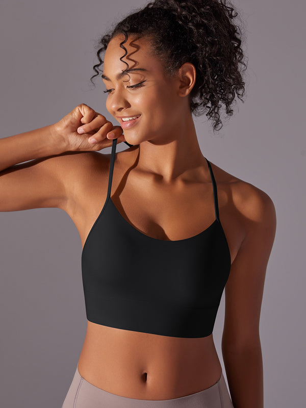 Flexvibe Double-Sided Brushed Yoga Bra Y-Back Fixed Cup Skin-Friendly