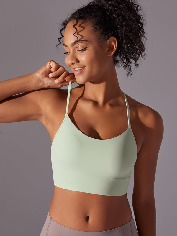 Flexvibe Double-Sided Brushed Yoga Bra Y-Back Fixed Cup Skin-Friendly