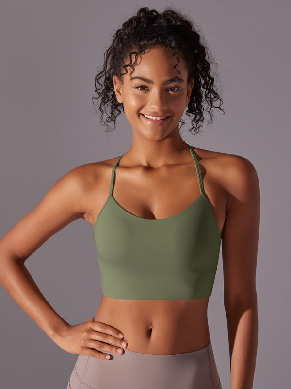 Flexvibe Double-Sided Brushed Yoga Bra Y-Back Fixed Cup Skin-Friendly