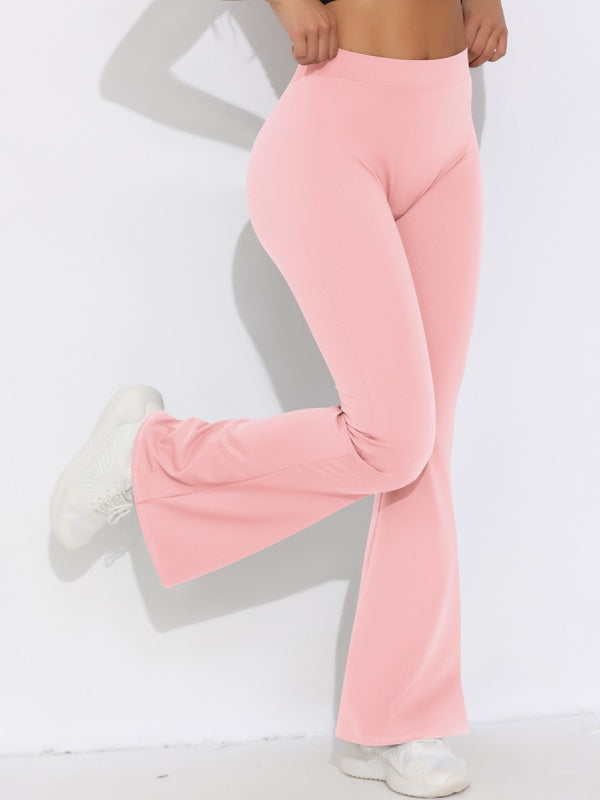 Flexvibe High Waisted V-Waist Butt Lifting Yoga Pants - Wide Leg Cropped 4-Way Stretch