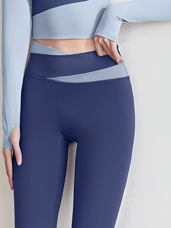 Flexvibe High Waisted Color Block Yoga Leggings - Barely There Butt Lifting Tummy Control