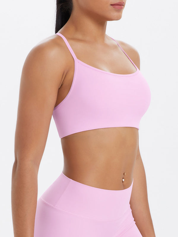 Flexvibe Crisscross Backless Yoga Bra Thin Strap High Elastic Sweat-Wicking