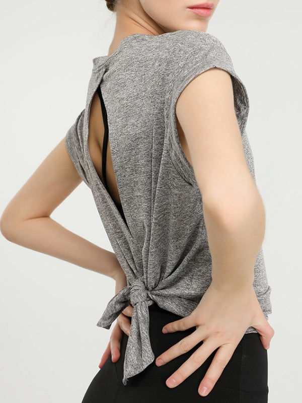 Flexvibe Quick Dry Sports Cover-Up Hollow Back Lightweight Elastic Yoga Tee