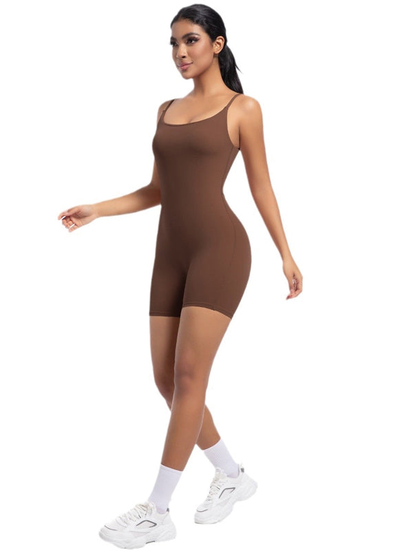 Flexvibe Barely-There Yoga Camisole Bodysuit - Seamless Stretchy Breathable Workout Wear