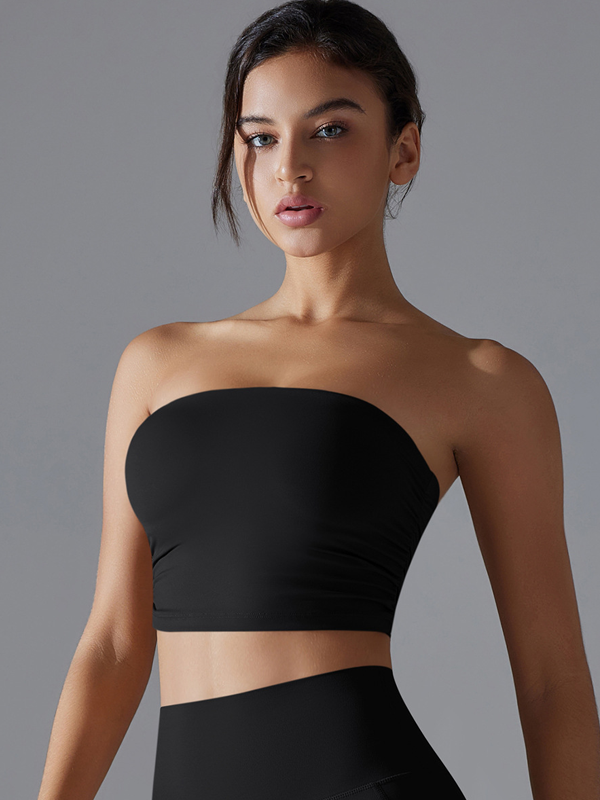 Flexvibe Strapless Ruffled Bra Anti-Slip Fixed Cup High Support Breathable
