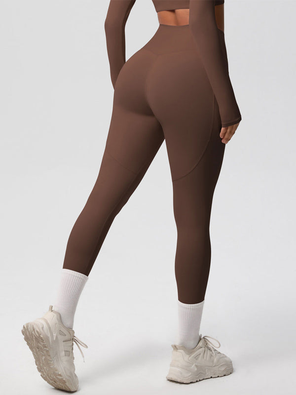 Flexvibe High Waisted Double-Sided Brushed Yoga Leggings - High Elastic Side Pockets Tummy Control