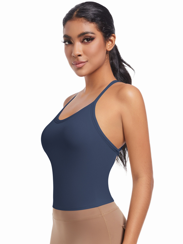 Flexvibe High Support Nylon Bra Crisscross Back Fixed Pad for Gym Run Yoga