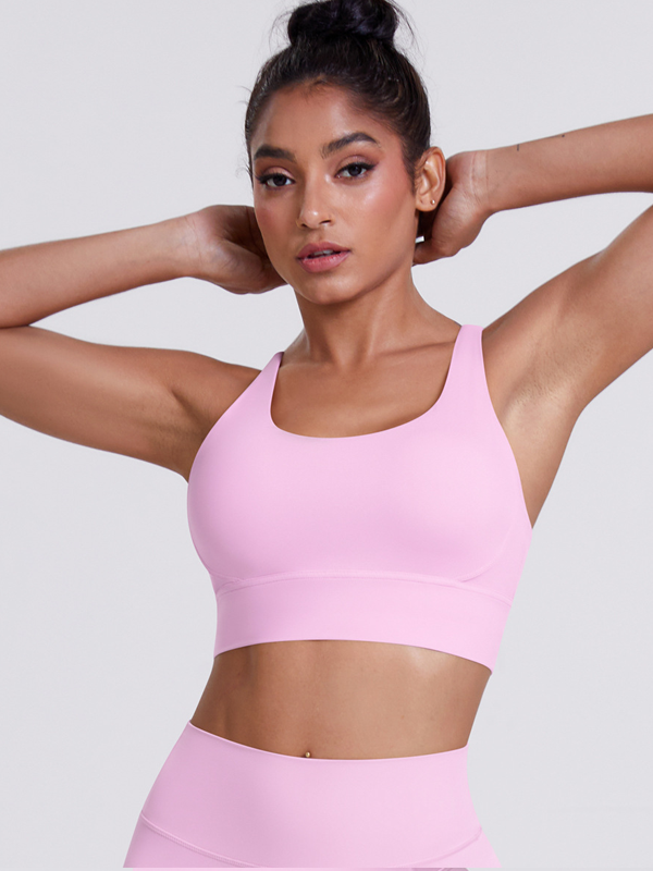 Flexvibe Brushed Cross Back Sports Bra High Support Breathable Removable Pads
