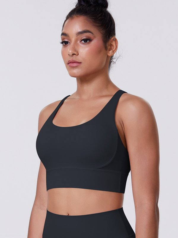 Flexvibe Brushed Cross Back Sports Bra High Support Breathable Removable Pads
