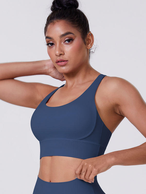 Flexvibe Brushed Cross Back Sports Bra High Support Breathable Removable Pads