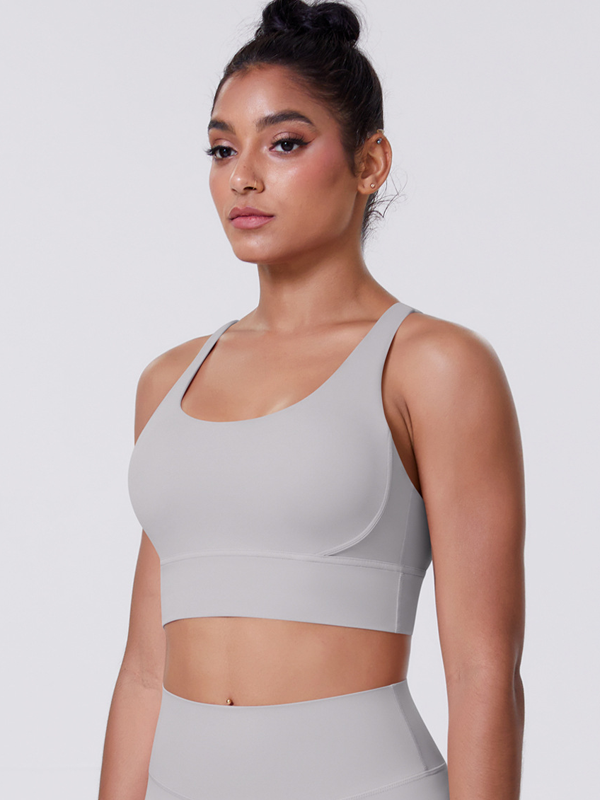 Flexvibe Brushed Cross Back Sports Bra High Support Breathable Removable Pads