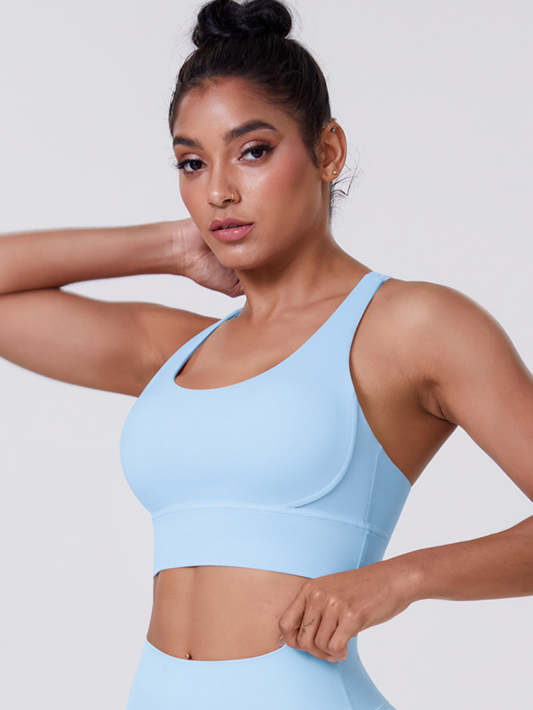 Flexvibe Brushed Cross Back Sports Bra High Support Breathable Removable Pads