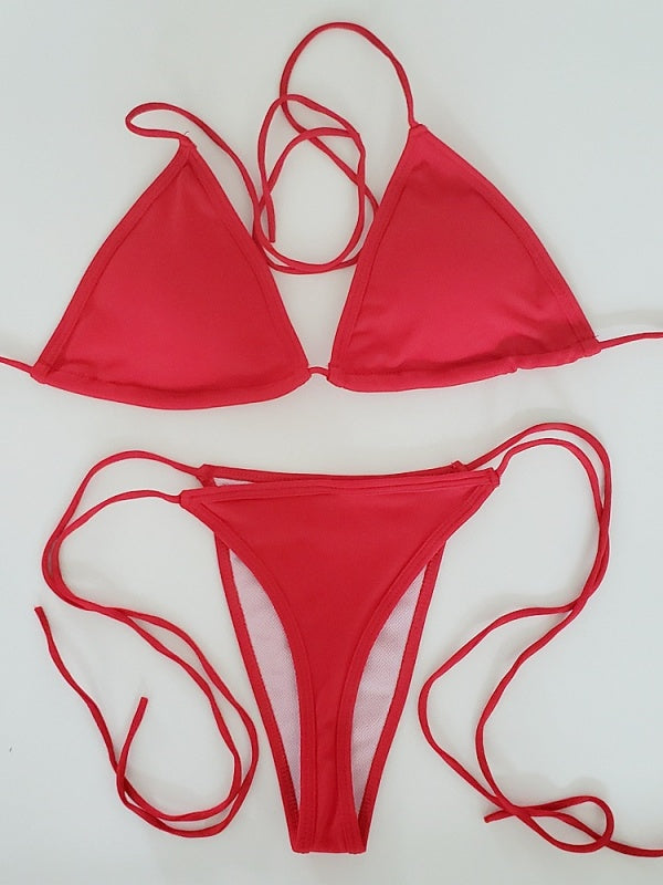 Flexvibe Adjustable String Two-Piece Bikini - Solid Color Beach Vacation Photo Suit