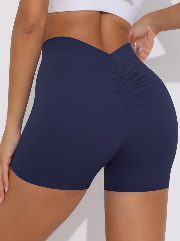 Flexvibe Brushed V-Waist Ruched Yoga Shorts - Tummy Control Butt Lifting Gym Wear