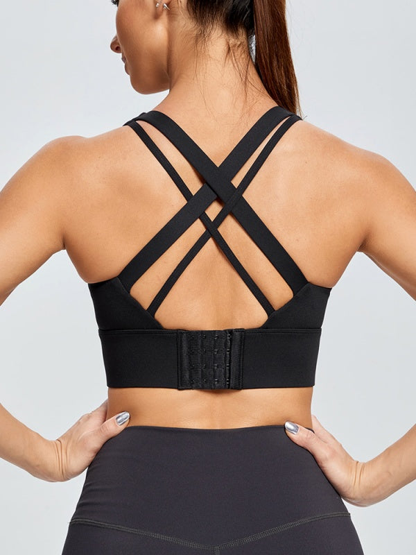 Flexvibe Tank Style Push Up Bra Crisscross Back Anti-Bounce for Gym Run