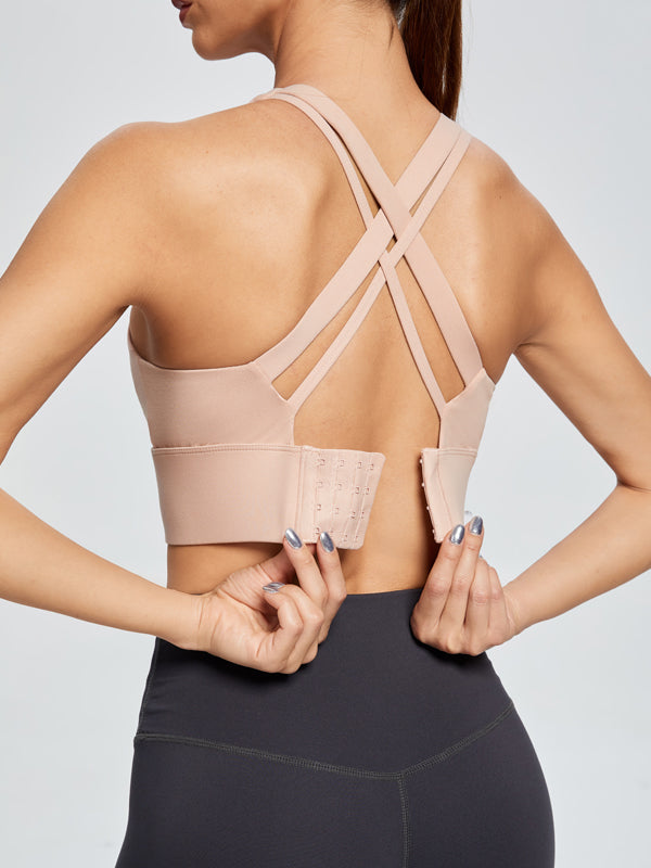 Flexvibe Tank Style Push Up Bra Crisscross Back Anti-Bounce for Gym Run