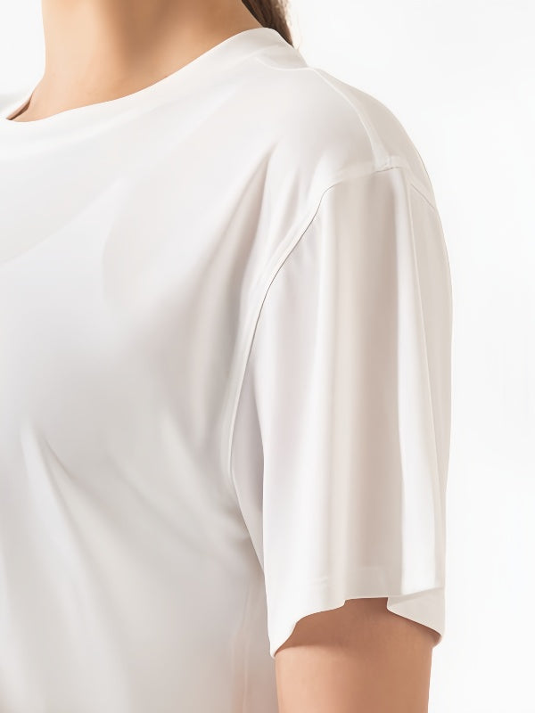 Flexvibe Women’s Yoga Gym Cover-Up - Modal Loose Crop Top Breathable Short Sleeve