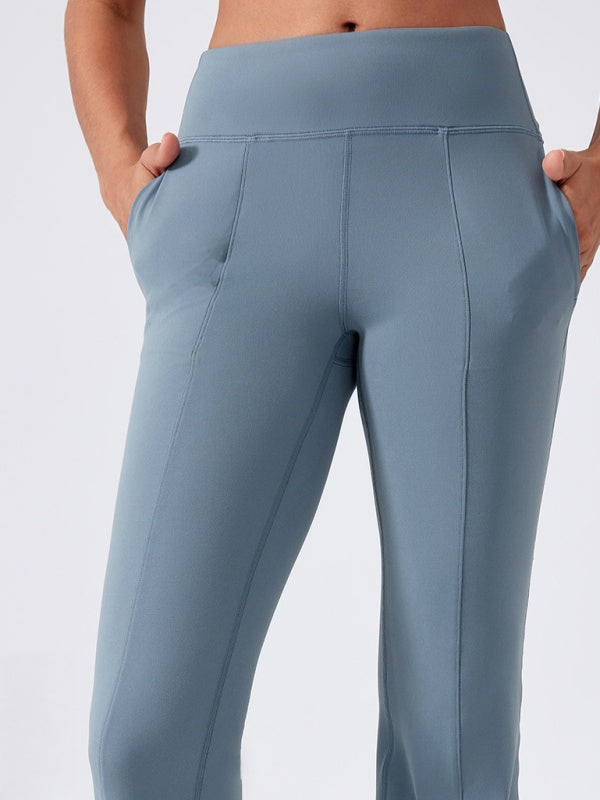 Flexvibe High Waisted Butt Lifting Wide Leg Flared Yoga Pants - Tummy Control with Side Pockets
