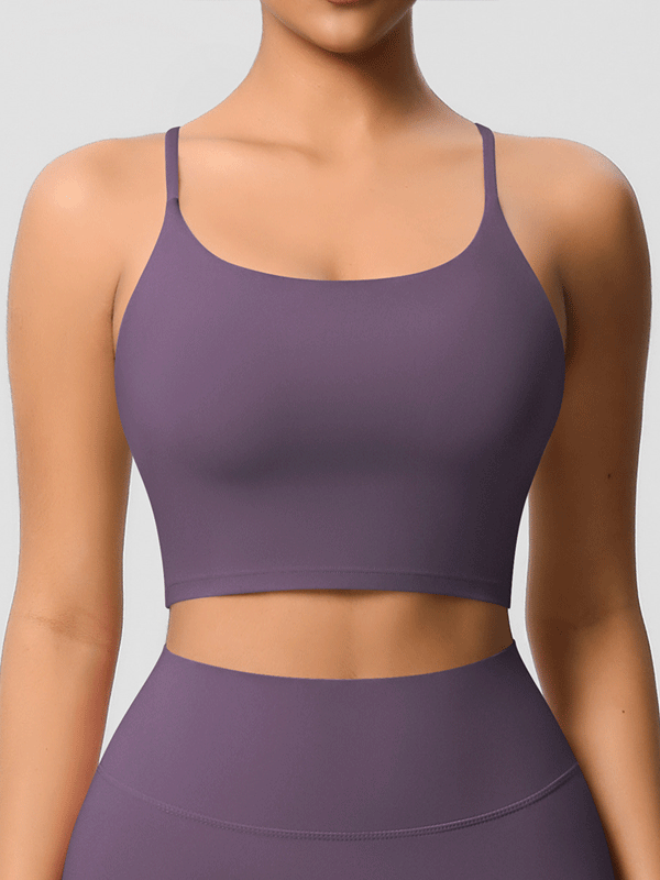 Flexvibe Double-Sided Fleece Thin-Strap Sports Bra - Abdominal Shaping Gym Yoga