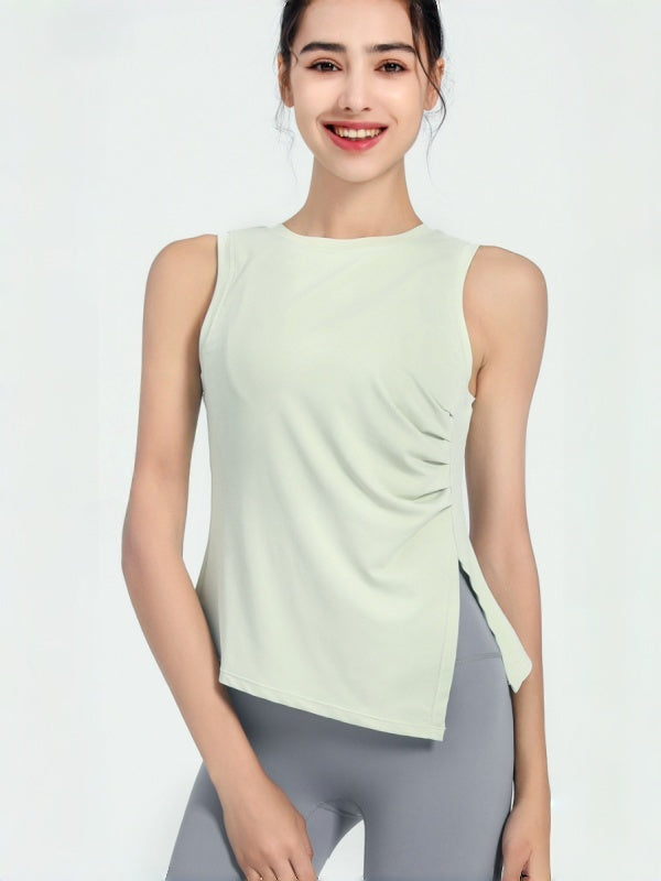 Flexvibe Ruched Waist Tank Top Quick Dry Breathable Sleeveless Gym Wear