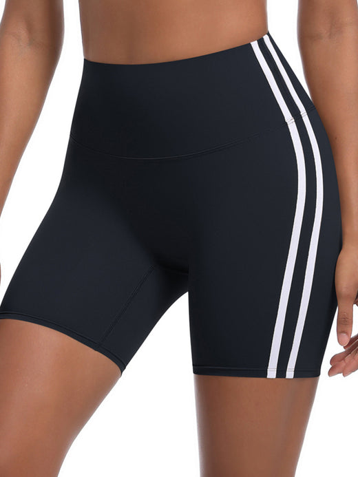Flexvibe High-Waisted Yoga Shorts | Soft Stretch, 3D Butt-Lift, Contrast Stripe, 4 Colors, S–2XL
