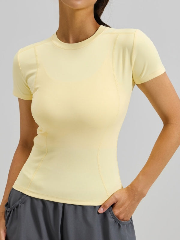 Flexvibe High Elastic Sports Tee Crew Neck Slim Fit Skin-Friendly Figure Flattering