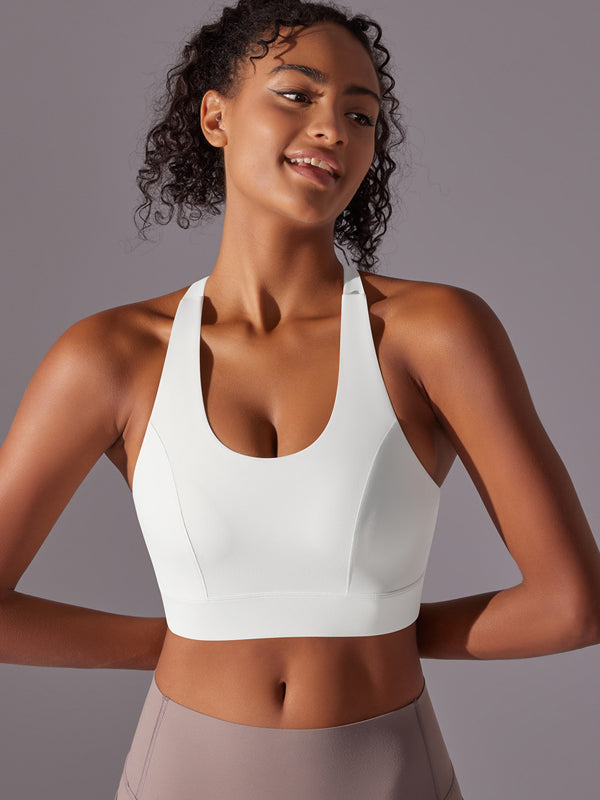 Flexvibe Seamless Bare Feel Sports Bra Racerback Fixed Pad Adjustable